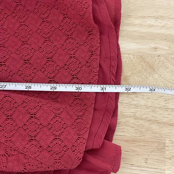 Free People Red Daisy Crochet Lace Fit & Flare Sleeveless Dress Women's Size 4 - Picture 6 of 9